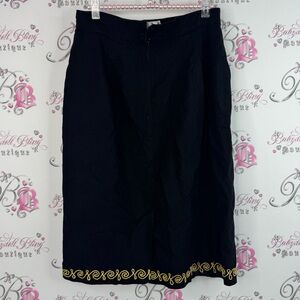 Izzy camilleri skirt embroidery hem Chic Black Pencil Skirt Gold linen
